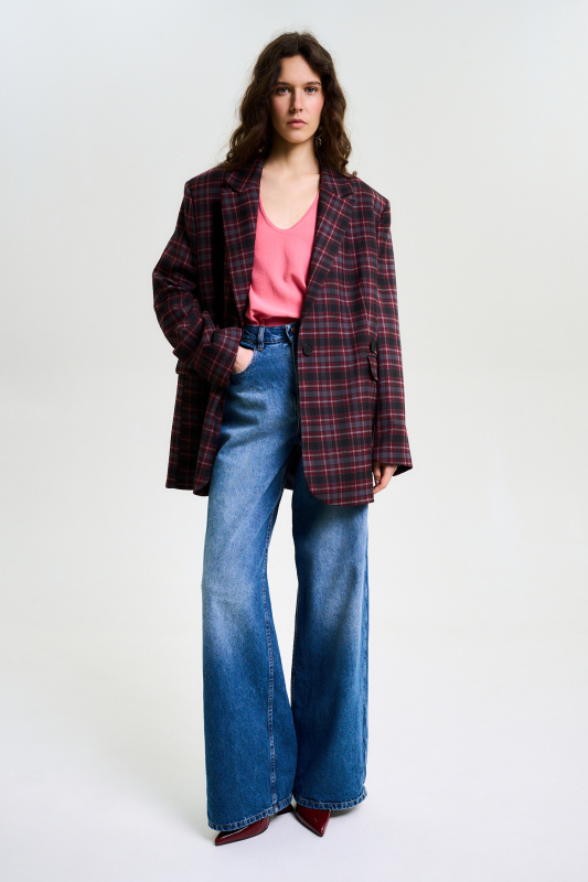 Пиджак объемный в клетку BURGUNDY Пиджак объемный в клетку BURGUNDY